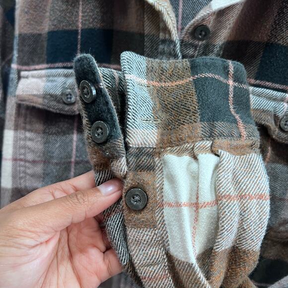 Patagonia Organic Cotton Plaid Brown Button-Up Long Sleeve Shirt Size 10 - Picture 7 of 8